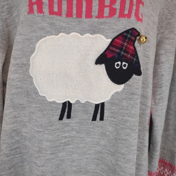 Rockin Around Christmas  Sweater dress Sheep Bell Gray Nordic Ugly Sweater XXL - Picture 3 of 13